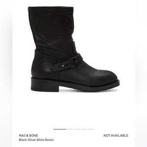 Rag n Bone Mid Calf Black Leather Moto Boots size 38